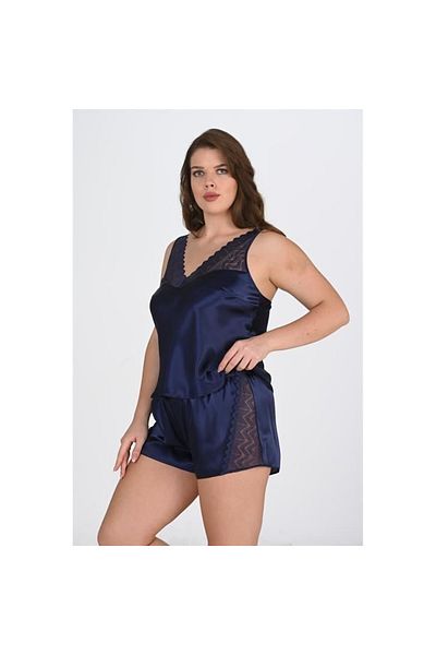 Narnuga Plus Size Navy Blue Shorts Set