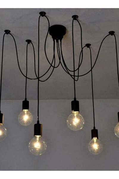 HALAMODO Adjustable Antique Classic Spider Chandelier Black