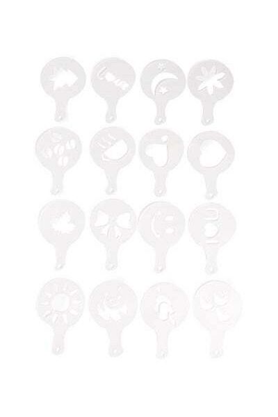 HALAMODO 16-Piece Coffee Art Stencil Set Silver