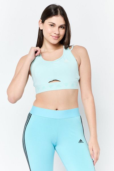 adidas Women Sportswear Fit Brand Logo Training Sports Bra, Turquoise