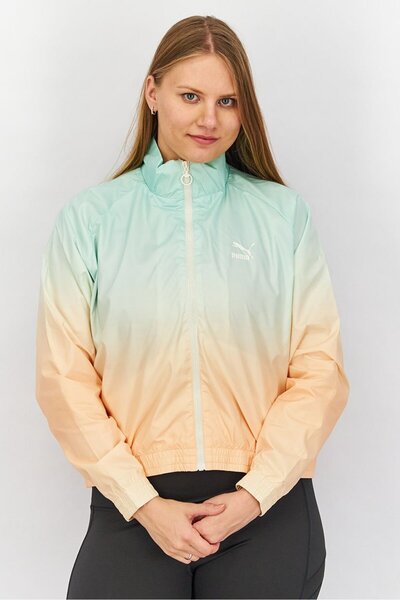 Puma Women Sports Fit Gloaming AQP Full Zip Jacket, Mint and Orange