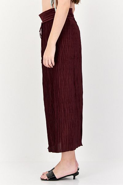 Reserved Women Textured Midi Skirt, Burgundy