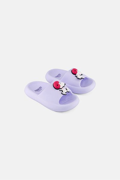 PEANUTS Kids Girl Slip on Slides, Lavender