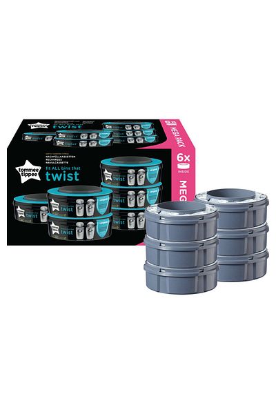 tommee tippee Set of 6 refills for Tommee Tippee Sangenic Twist and Click diaper pail, Recyclable