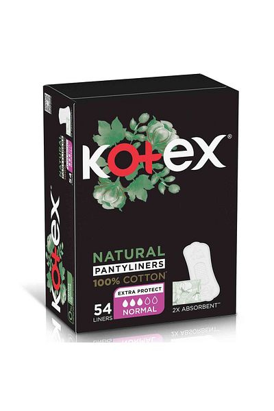 Kotex Natural Panty Liners 100% Cotton Normal Size 54 pcs