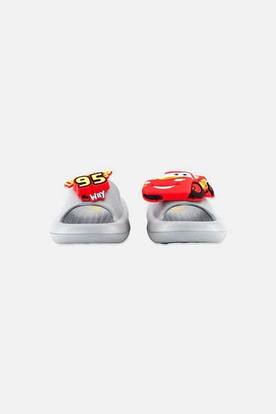 Disney Pixar Kids Boy Slip On Lightning McQueen Slides, Grey