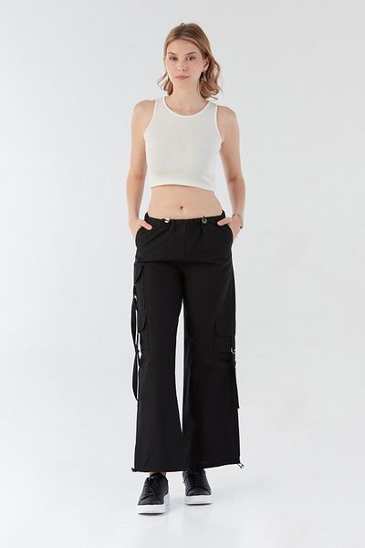 Fulla Moda Parachü Fabric Trousers with Elastic Waist