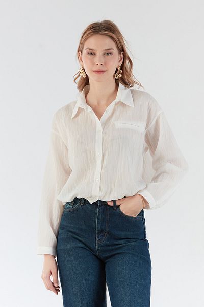 Fulla Moda Basic Elastic Waist Pocket Detailed Shirt