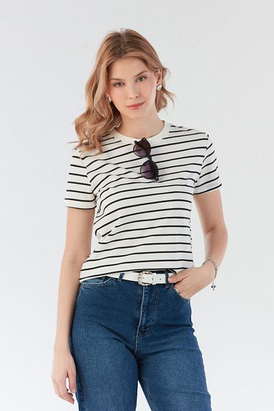 Fulla Moda Striped Crew Neck T-Shirt