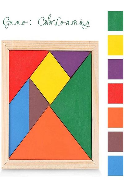 rexa 7 Pieces Tangram Puzzle Toy Colorful For Children Educational Gift 11x11 cm