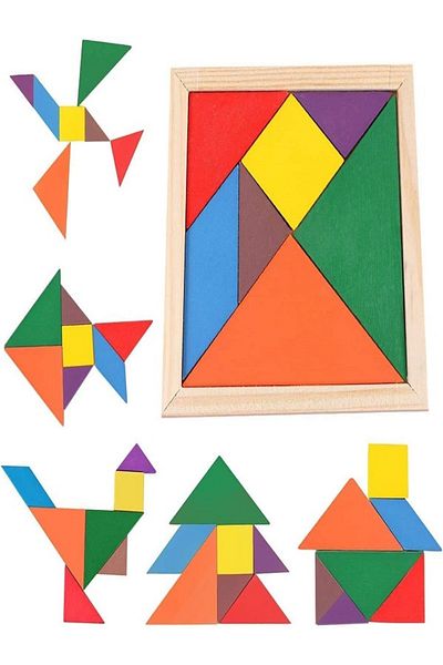 rexa 7 Pieces Tangram Puzzle Toy Colorful For Children Educational Gift 11x11 cm