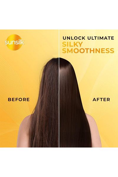 Sunsilk شامبو ناعم وأملس 180 مل مع بروتين البيض وزيت اللوز وفيتامين سي - العناية بالشعر المجعد