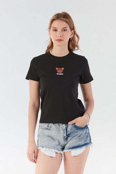 Fulla Moda Teddy Bear and Text Embroidered T-Shirt