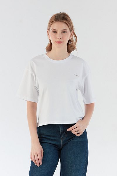 Fulla Moda Peacebud Oversize Crop T-shirt με λεπτομέρεια αξεσουάρ