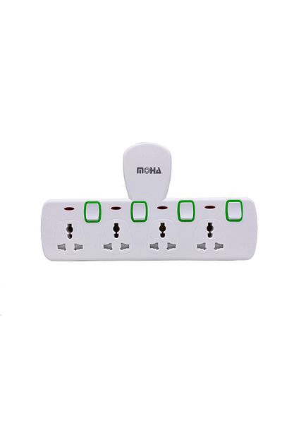 Moha Multi Plug Extension Socket, 4 Way Electrical Outlet Extender, Wall Charger, Universal Plug Adapter,