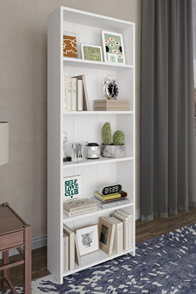 Remaks Vera 5 Raflı Kitaplık Çok Amaçlı Raf Dekoratif Raf Beyaz