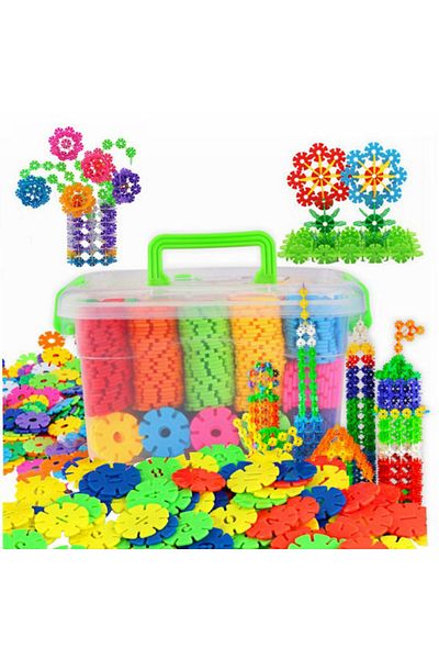 Yelajoy 400 PCs Snowflake Puzzle Building Blocks Set, with Storage Box, Educational Toy for kids 3+