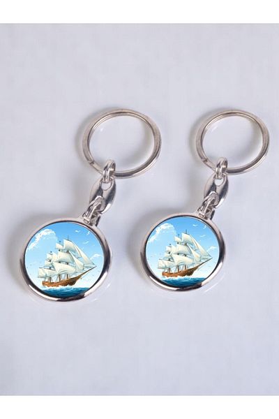 lili hediyelik Ship Printed 2-Piece Keychain