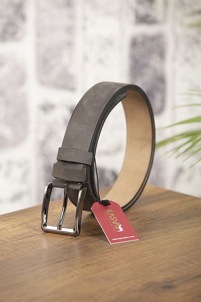 KASVA DERİ 4 cm Smoked Nubuck Original Leather Belt Genuine Leather Belt