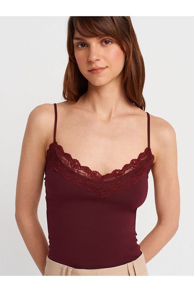 Dilvin 21030 Body cu dantelă-Burgundy
