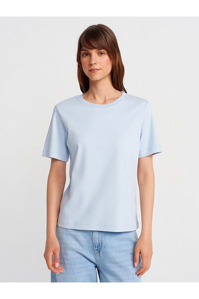 Dilvin 31763 Tricou Crew Neck-Albastru deschis