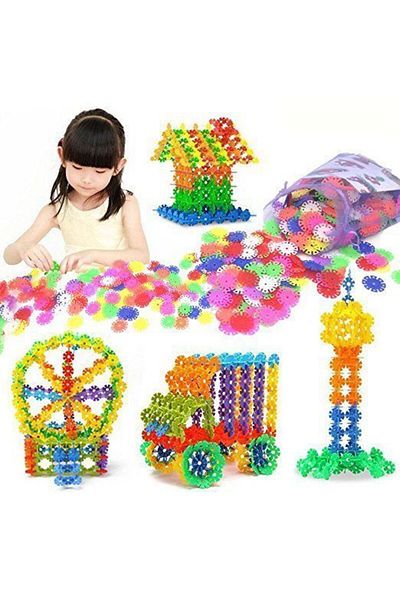 Yelajoy 400 PCs Snowflake Puzzle Building Blocks Set, with Storage Box, Educational Toy for kids 3+