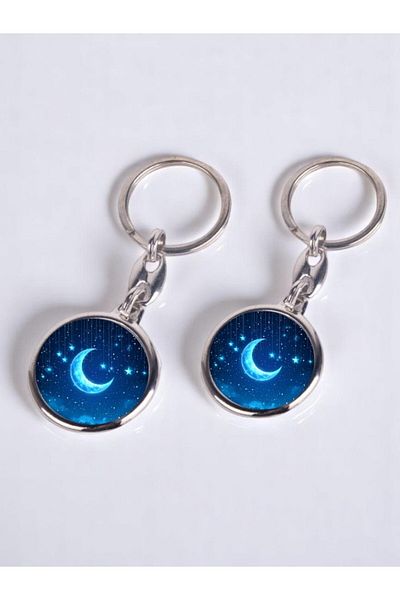 lili hediyelik Moon Star Printed 2-Piece Keychain