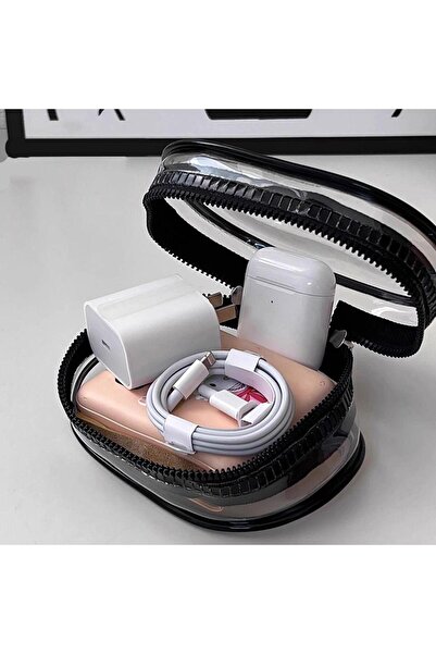 yubu Şeffaf Mini Taşıma ve Aksesuar Düzenleyici Çanta – Şarj Cihazı, Kablo, K...