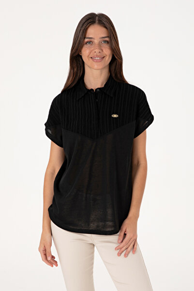 U.S. Polo Assn. Kadın Siyah Polo Yaka Tişört 50300663-VR046