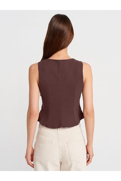Dilvin 50860 Peplum Corset Top-Brown