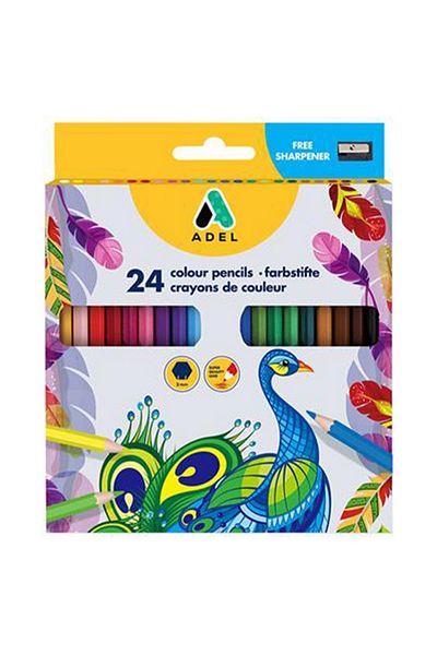 Adel Blackline 24-Piece Dry Crayons, Bright Colors, Durable Tips, Ergonomic Design
