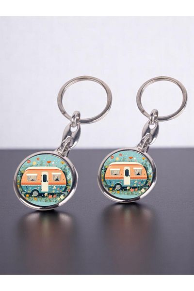 lili hediyelik Floral Caravan Printed 2-Piece Keychain