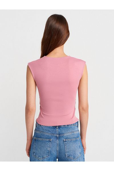 Dilvin 21054 Basic T-Shirt with Drawstring-Rose