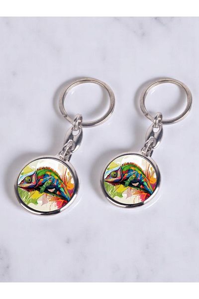lili hediyelik Chameleon Printed 2-Piece Keychain
