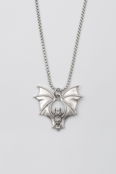 Bu Farklı Gotik Yarasa Kolye - Örme İthal Zincirli Unisex Gümüş Kaplama Kolye...