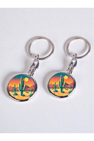 lili hediyelik Cactus Printed 2-Piece Keychain