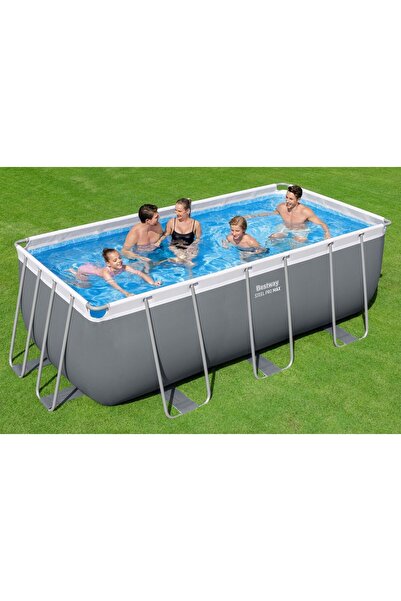 BESTWAY 56456 Steel Pro MAX Prefabrik Yer Üstü Dikdörtgen Havuz Seti 4.12 m x...