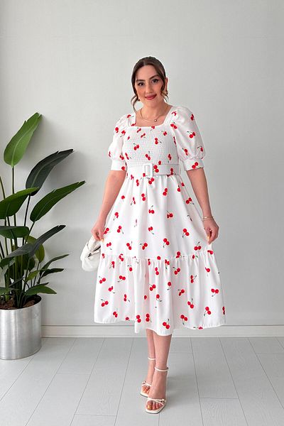 MaziButik Lined Cherry Dress Red