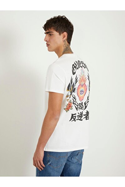 Guess Crew Neck Plain White Men's T-Shirt M4Ri65K9Rm1F0B6_Ss Bsc Eagle Tribal