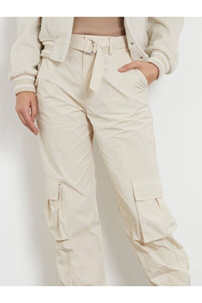 Guess Normal Bel Rahat Krem Kadın Pantolon W4RB18WFVV0-G1M5