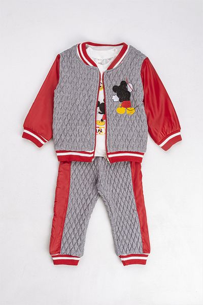 ZİMBOO Zimboo Mouse Laced Quilted Cardigan 3 Piece Set