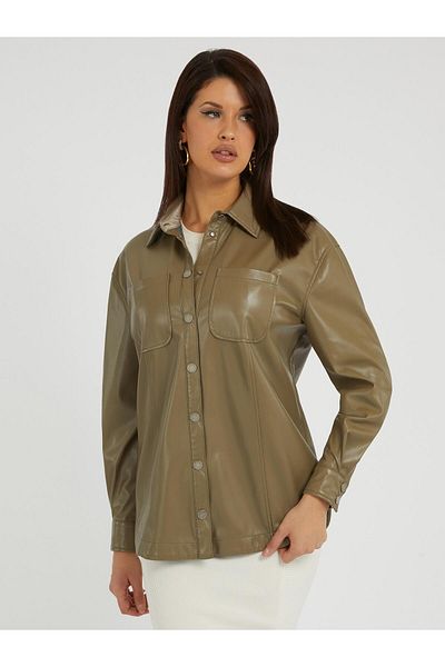 Guess Comfort Fit Shirt Collar Green Women's Shirt W3YH57WF8Q0G8K2