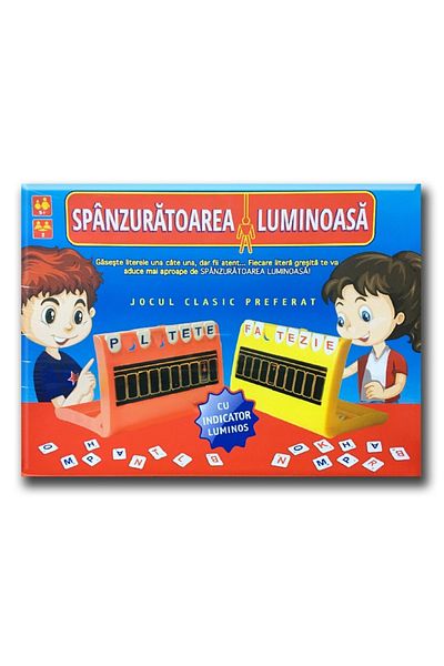 ATS Joc educativ „Spanzuratoarea” cu 2 panouri indicatoare luminoase și 72 de piese cu litere pentru copii