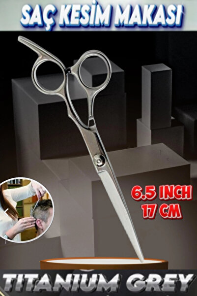 Titanium Grey Profesyonel Berber Makası Düz Uçlu Makas 17 Cm 6.5 İnç