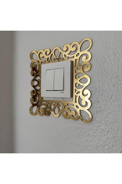 HARPİES Single Gold Plexiglass |   Standard Piriz Frame | Single Gold Socket | 17*17cm | Pr8009