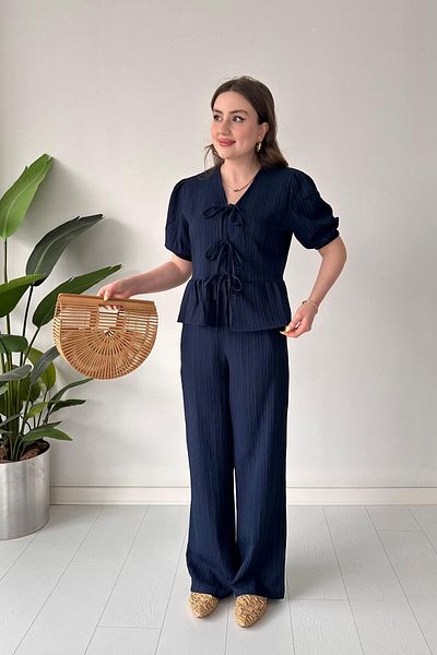 MaziButik Triple Binding Suit Navy Blue