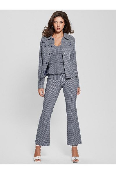 Guess Pantaloni de damă cu talie normală slim fit albastru - alb W4GB18WG492-L71U
