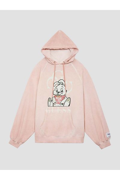 Guess Hooded Collar Pink Women's Sweatshirt W3Bq03K9R31F6M0