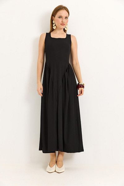 Raneel Kazançlı Alışveriş Waist Gathered Thick Strap Dress Black