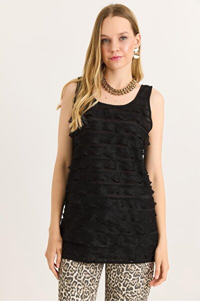 Raneel Kazançlı Alışveriş Zero Sleeve Fold Look Blouse Black
